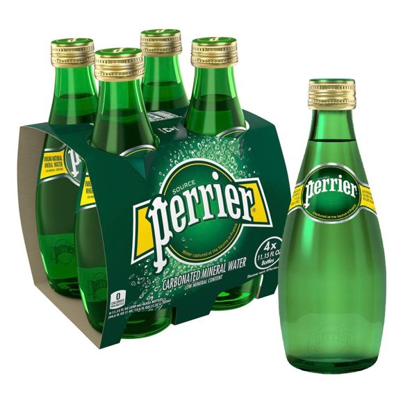 Agua gasificada Perrier de manantial 4 botellas con 330 ml c/u