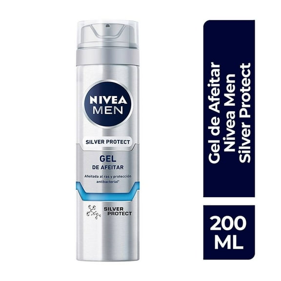 Gel para afeitar NIVEA MEN Silver Protect antibacterial con iones de plata 200 ml