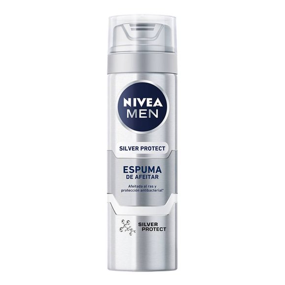 Espuma para afeitar NIVEA MEN Silver Protect antibacterial con iones de plata 200 ml