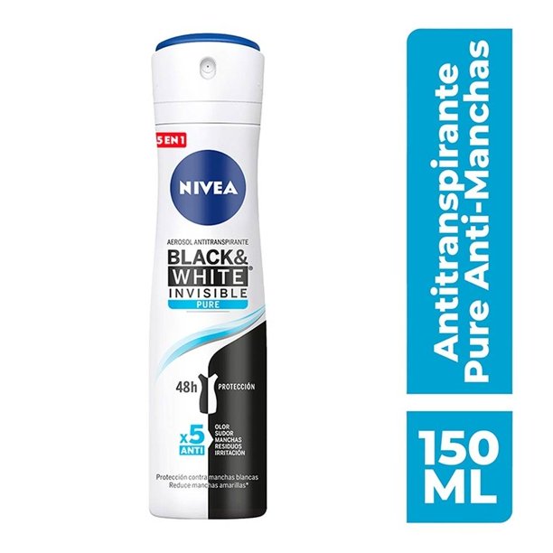 Antitranspirante NIVEA invisible black & white pure spray 150 ml