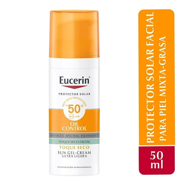 Protector solar facial Eucerin control de brillo para piel grasa FPS 50 50 ml