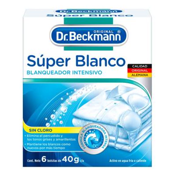 Blanqueador de ropa Dr Beckmann súper blanco 6 bolsas de 40 g c/u