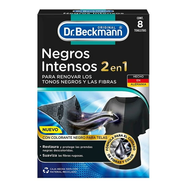 Toallas colorantes Dr Beckmann para tela negros intensos 8 pzas