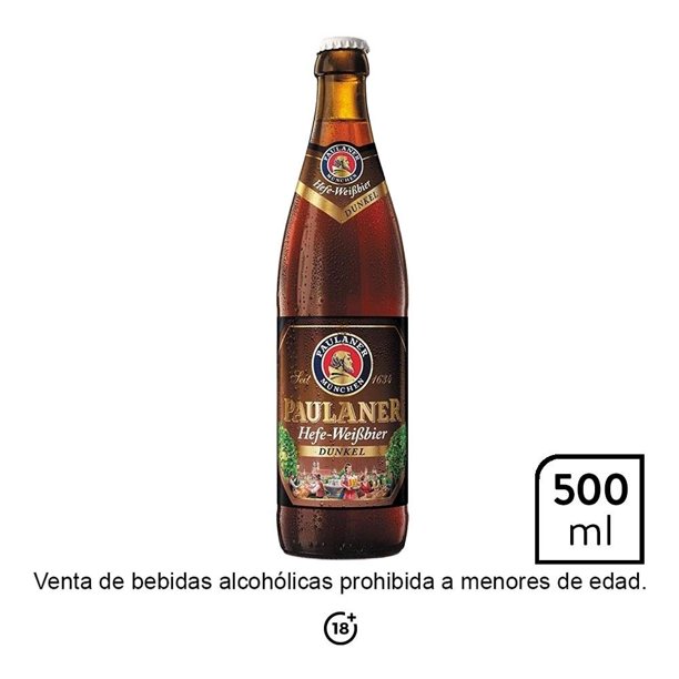 Cerveza oscura Paulaner hefe weissbier dunkel 500 ml