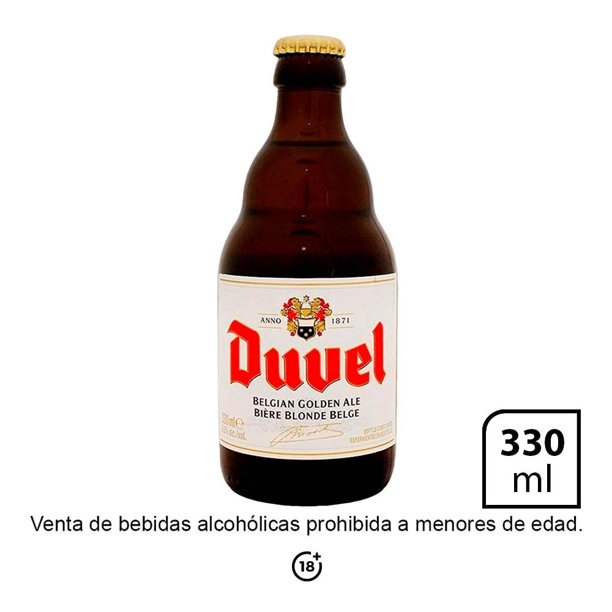 Cerveza clara Duvel botella de 330 ml