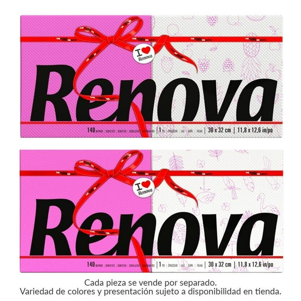 Servilletas Renova decoradas fucsia 140 pzas varios modelos 1 paquete