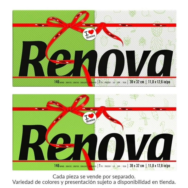 Servilletas Renova decoradas verde 140 pzas varios modelos 1 paquete