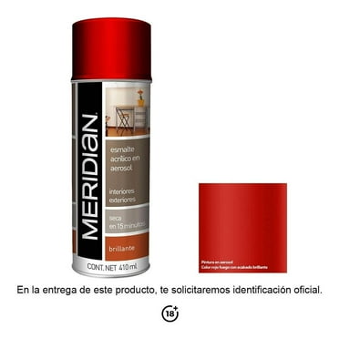 Esmalte acrílico Meridian en aerosol color rojo fuego 410 ml