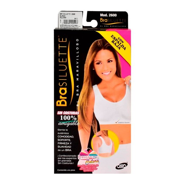 Brasier BraSiluette para Mujer Espalda Baja Blanco Talla M