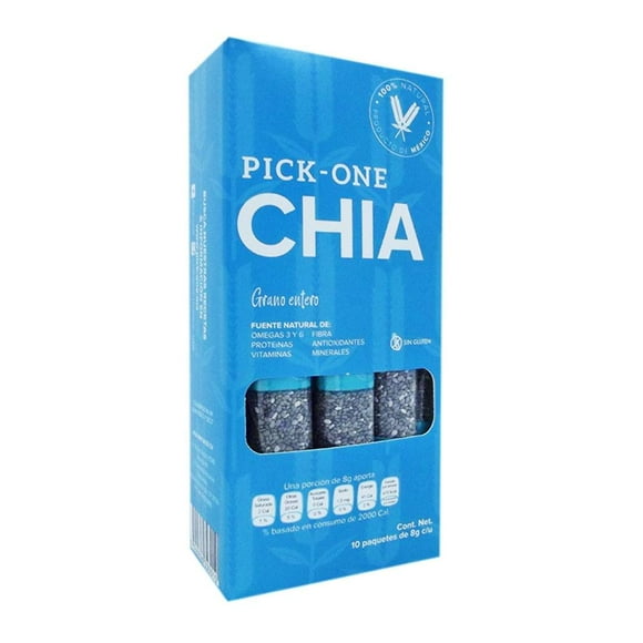 Chía Pick-One grano entero 10 pzas de 8 g c/u