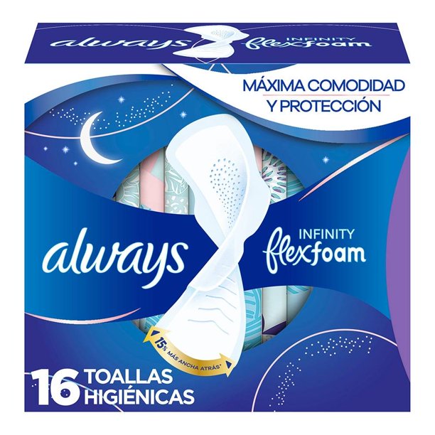 Toallas femeninas Always Infinity flexfoam con alas 16 pzas
