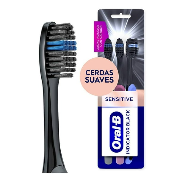 Cepillo de Dientes Oral-B Indicator Cerdas inteligentes con carbón 3 pzas