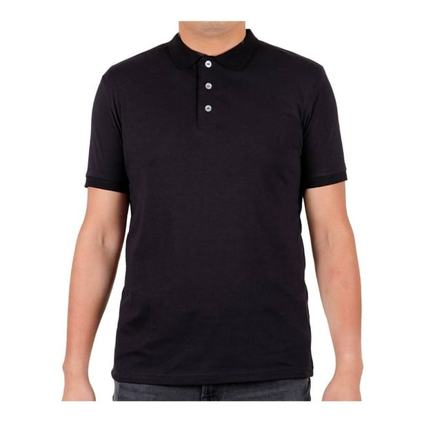 Playera Polo George Talla CH Manga Corta Cuello de 3 Botones Negra