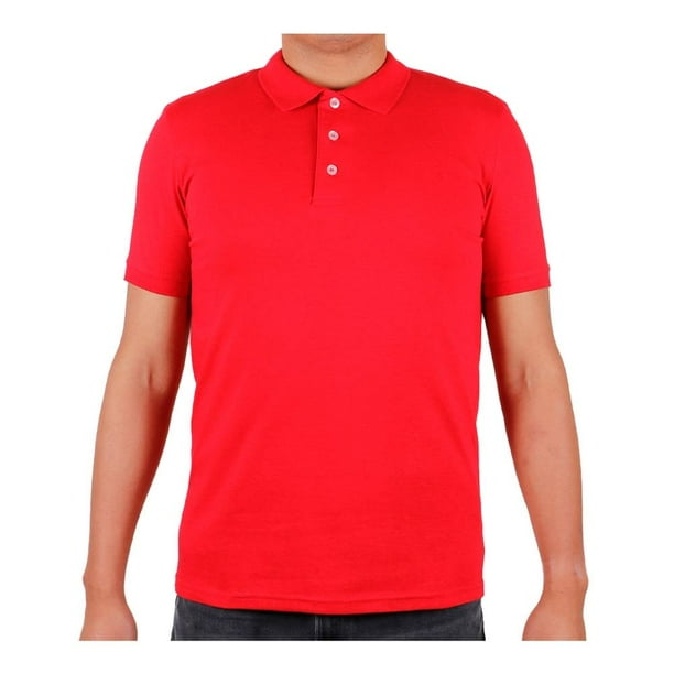 Playera Polo George Talla CH Manga Corta Cuello de 3 Botones Roja