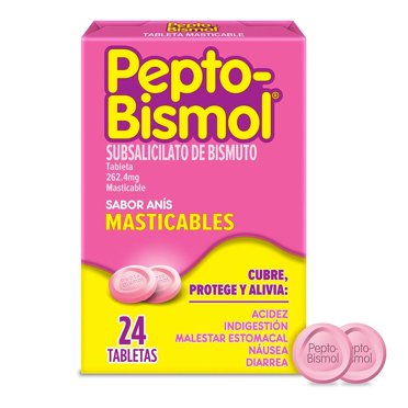 Tabletas masticables Pepto Bismol para el malestar estomacal y diarrea 24 pzas