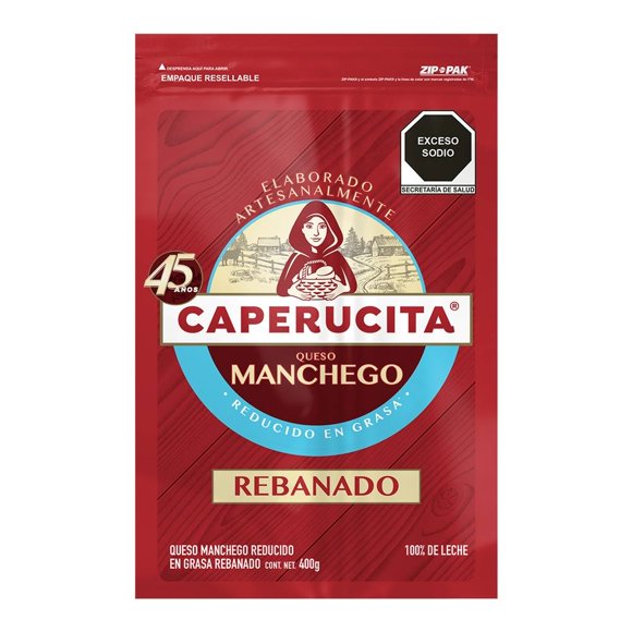 Queso manchego Caperucita rebanado reducido en grasa 400 g