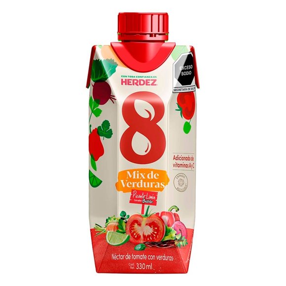 Jugo de 8 verduras Herdez picante limón 330 ml