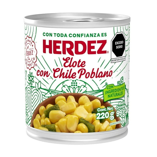 Granos de elote Herdez con chile poblano 220 g