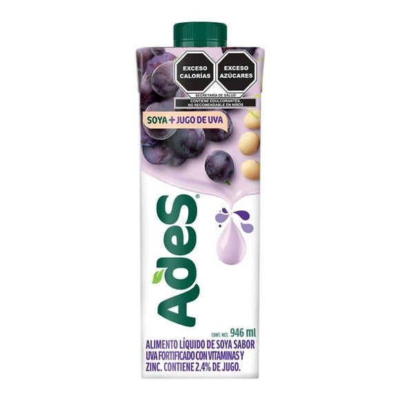 Alimento líquido de soya Ades sabor uva 946 ml