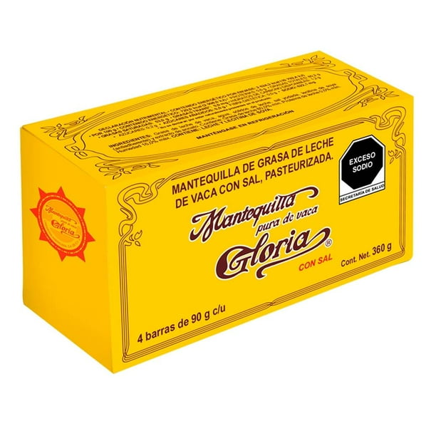 Mantequilla con sal Gloria 4 barras 90 g c/u