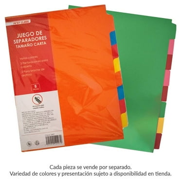 Separador Dietrix Tamaño Carta Paquete de 8 piezas Varios Colores