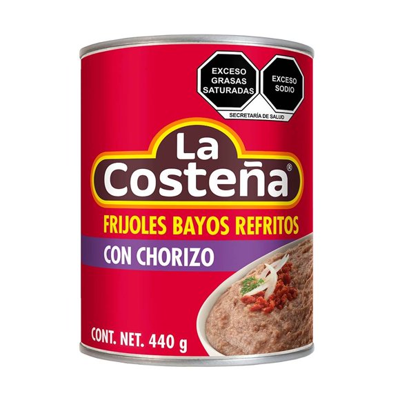 Frijoles bayos La Costeña refritos con chorizo 440 g