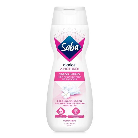 Jabón íntimo Saba Diarios v-natural lirio de agua y flor de algodón 200 ml