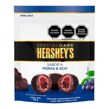 Chocolate semiamargo Hershey's Special Dark brookside sabor a moras y acai 198 g