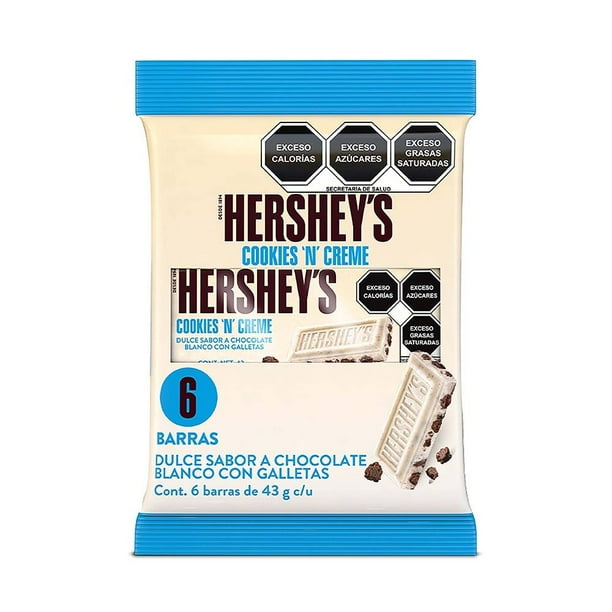 Chocolate blanco Hershey's cookies n creme 6 pzas de 43 g c/u