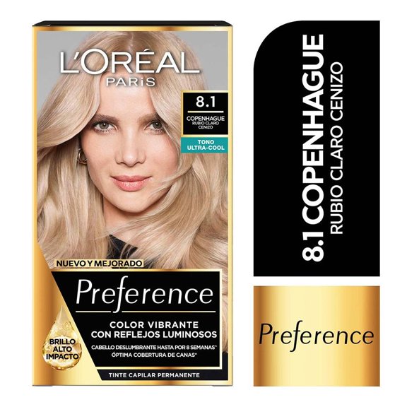 Tinte para cabello L'Oréal Preference 8.1 copenhague rubio claro cenizo