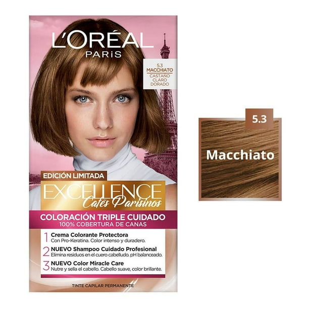 Tinte para cabello L'Oréal Excellence Cafés Parisinos 5.3 macchiato castaño claro dorado