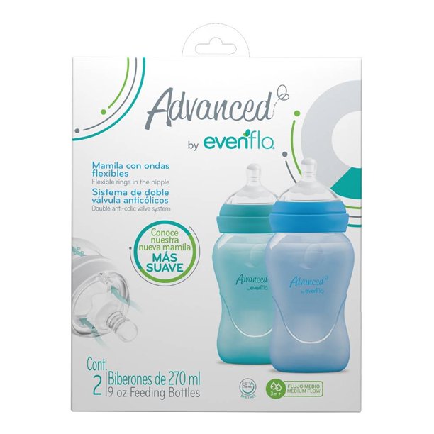 Biberón Advanced by Evenflo Bold Niño Flujo Medio 9 oz 2 Piezas