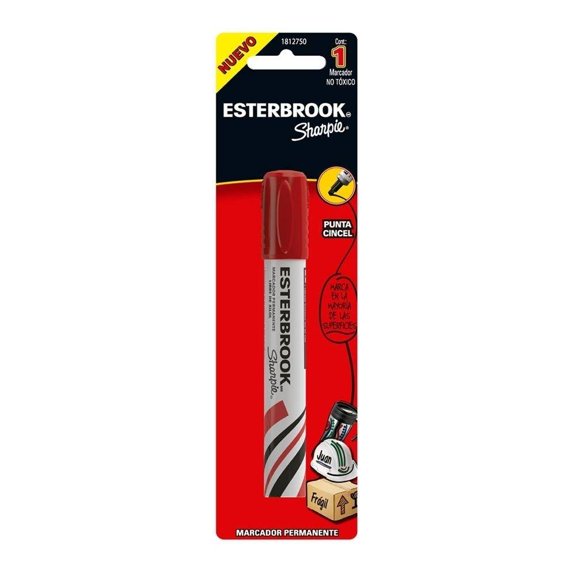 Marcador Permanente Sharpie Esterbrook Punto Cincel Rojo