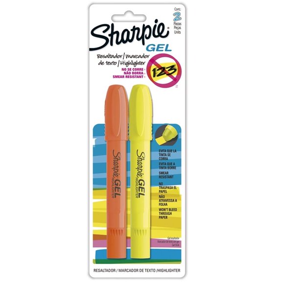 Marcatextos Sharpie gel resaltador varios colores 1 paquete con 2 pzas