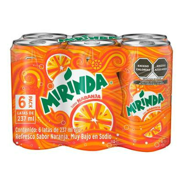 Refresco Mirinda sabor naranja 6 latas de 237 ml c/u