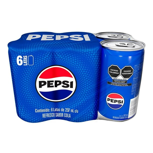 Refresco Pepsi 6  latas de 237 ml c/u