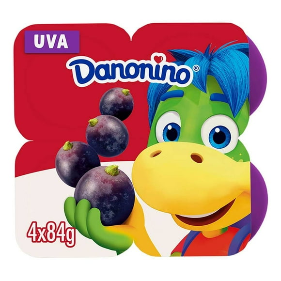 Queso petit suisse Danonino sabor uva 4 pzas de 84 g c/u