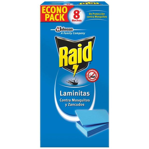 Laminitas Raid contra mosquitos y zancudos 8 pzas