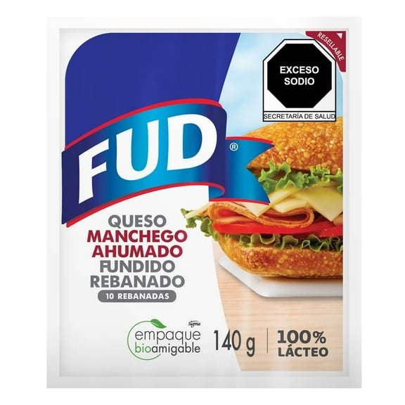 Queso tipo manchego FUD ahumado rebanadas cuadradas 140 g