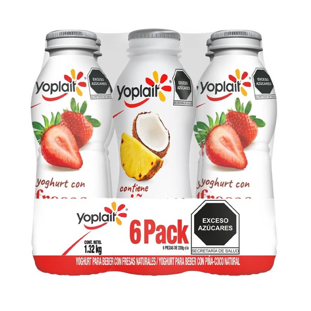 Yoghurt bebible Yoplait fresa y piña coco 6 pzas de 220 g c/u