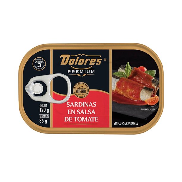 Sardinas Dolores premium en salsa de tomate de 120 g