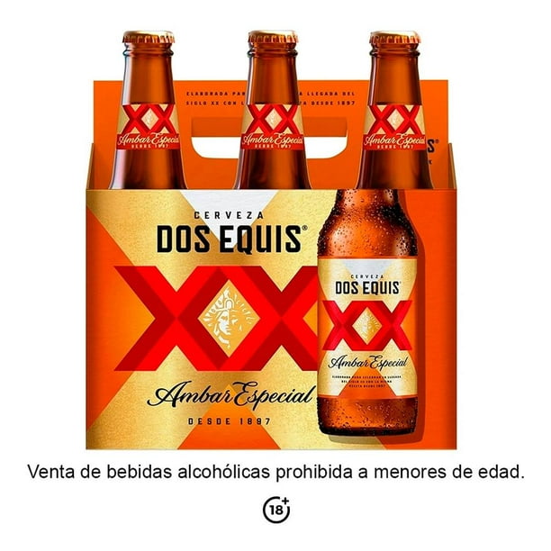 Cerveza ambar Dos Equis 6 botellas de 355 ml c/u