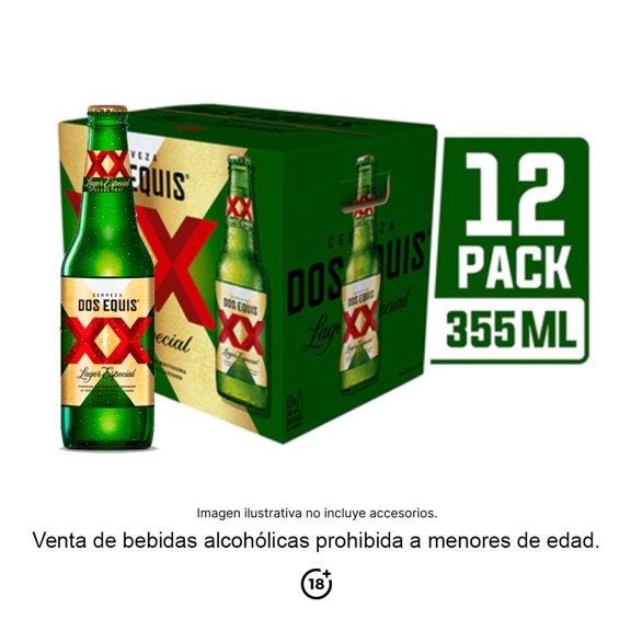 Cerveza clara Dos Equis lager special 12 botellas de 355 ml c/u