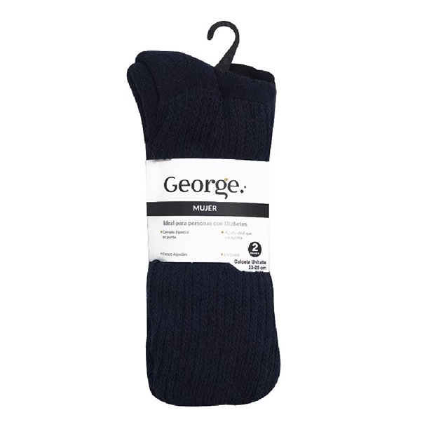 Calcetas George para Mujer, Diabético y 2 Pares Azul Unitalla