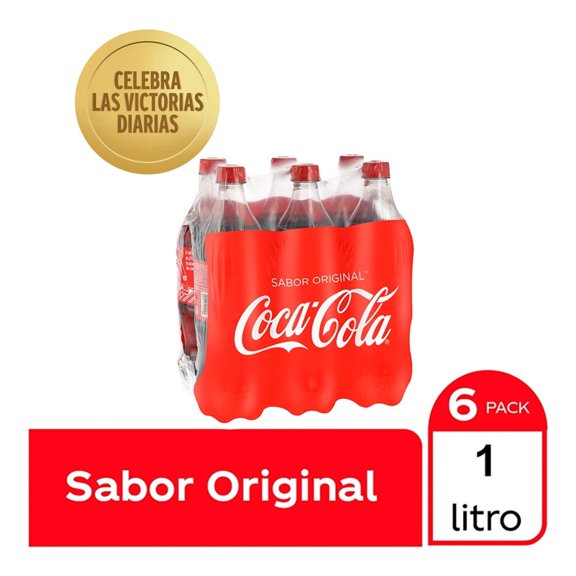 Refresco Coca Cola sabor original 6 botellas de 1 l c/u