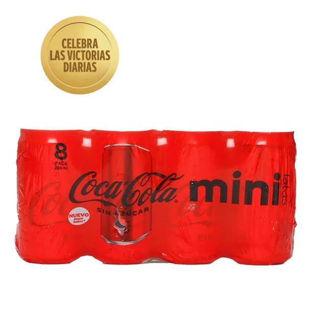 Refresco Coca Cola sin azúcar mini latas 8 pack de 235 ml c/u