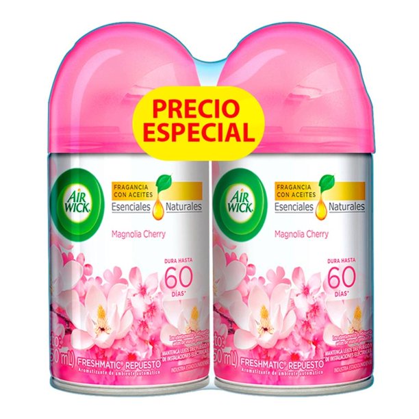 Aromatizante ambiental Air Wick freshmatic magnolia y cherry 2 pzas de 175 g c/u