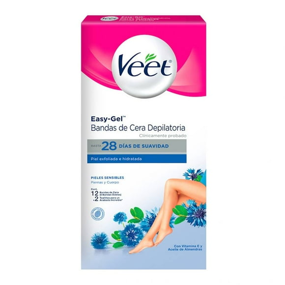 Bandas depilatorias Veet Easy Grip de cera corporales piel sensible 12 pzas