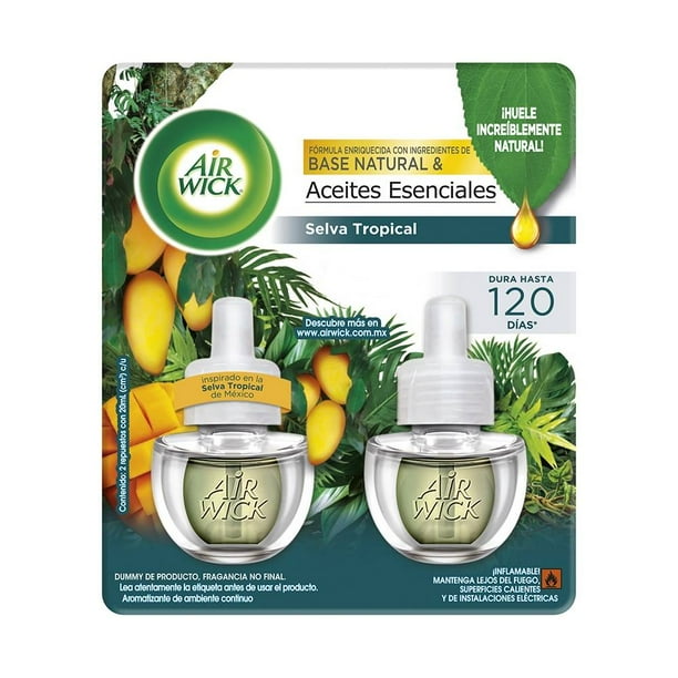 Aromatizante de ambiente continuo Air Wick selva tropical 2 repuestos de 20 ml c/u