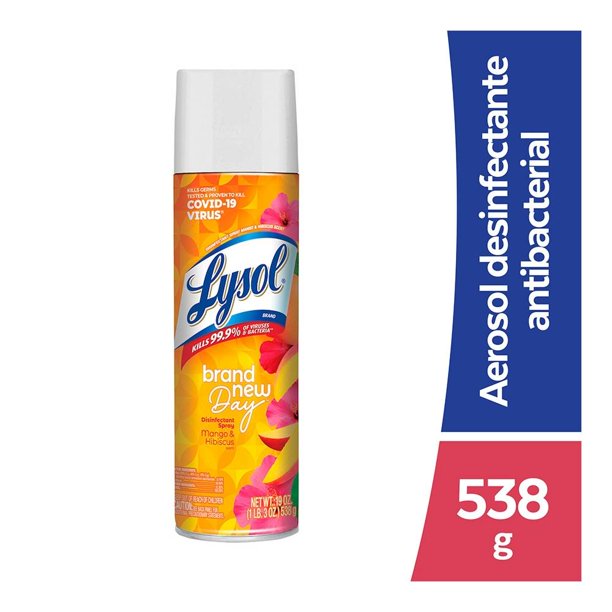 Desinfectante Lysol antibacterial para superficies fragancia mango & hibiscus 538 g